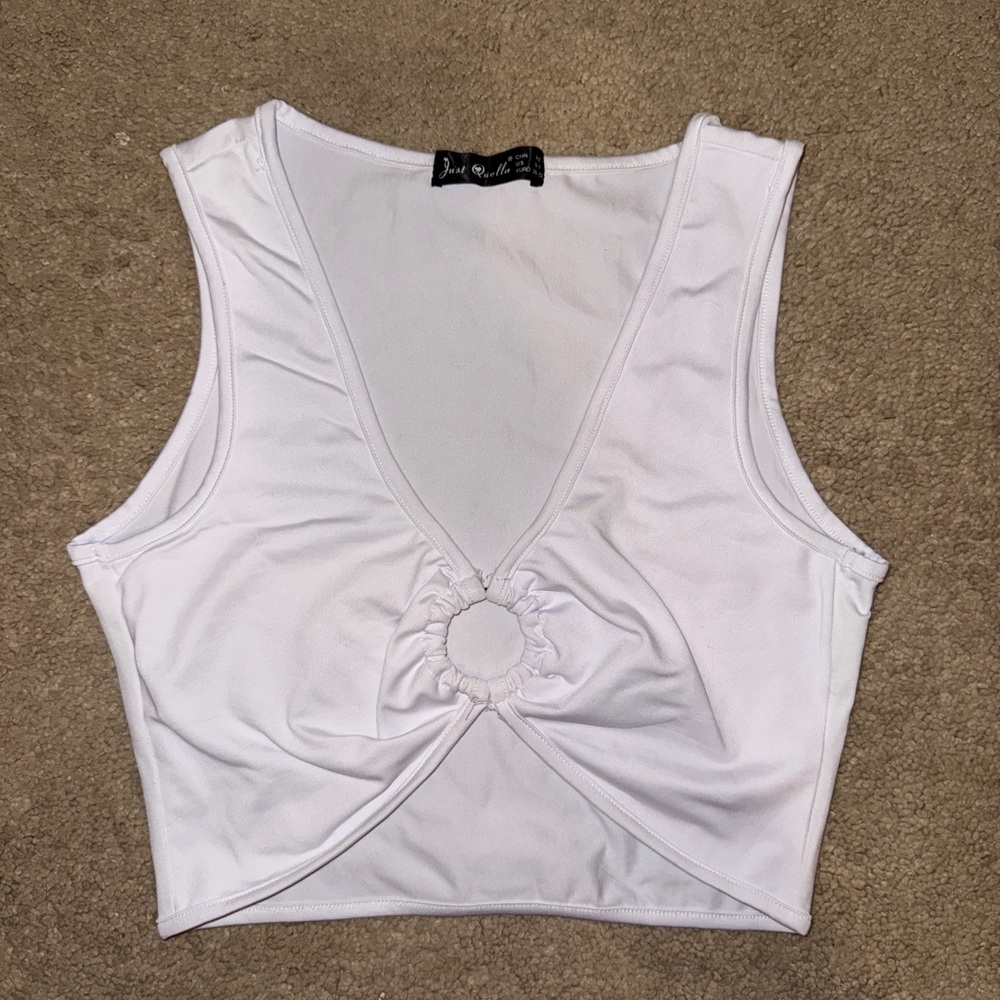 White Sleeveless Going Out Crop Top
